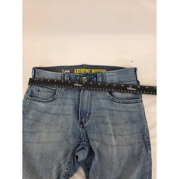 Lee Mens Jeans 29x30 Blue Faded Extreme Motion Straight Fit Tapered Leg Denim - Picture 5 of 9